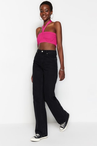 Jean wide legs taille haute Noir