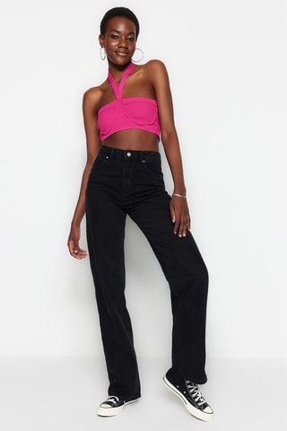Jean wide legs taille haute Noir