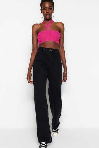 Jean wide legs taille haute Noir