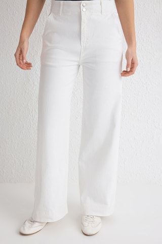 Calças de ganga wide legs - Branco