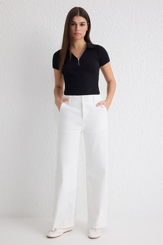 Calças de ganga wide legs - Branco