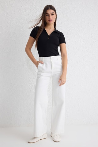 Calças de ganga wide legs - Branco