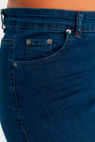 Calças de ganga skinny cintura subida Azul-escuro