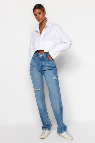 Jean wide legs taille haute Ciel
