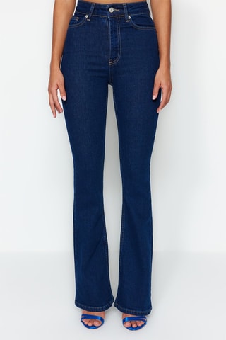 Jean flare taille haute Bleu marine