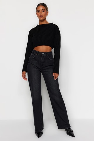 Jean wide legs taille haute Noir