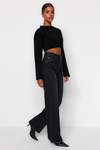 Jean wide legs taille haute Noir