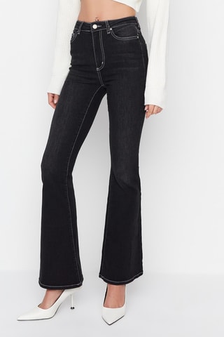 Jean flare taille haute Noir