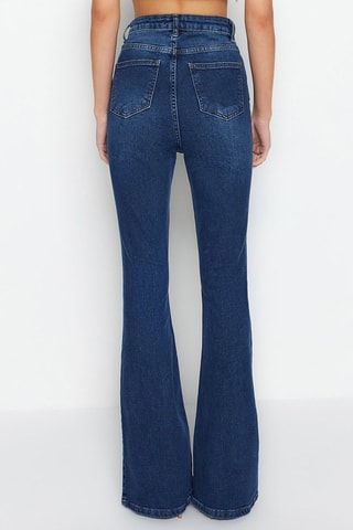 Jean flare taille haute Bleu foncé