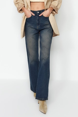 Jean wide legs taille haute - Bleu nuit