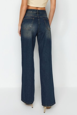 Jean wide legs taille haute - Bleu nuit