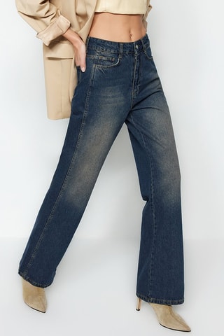 Jean wide legs taille haute - Bleu nuit