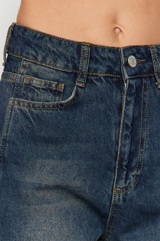 Jean wide legs taille haute - Bleu nuit