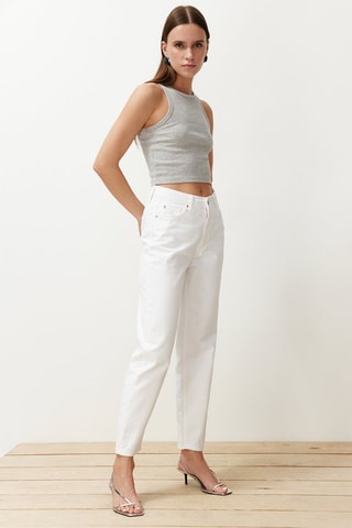Jean mom 7/8 taille haute - Blanc
