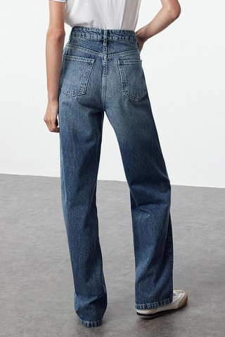 Jean taille haute droit - Bleu