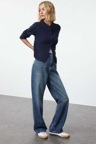 Jean taille haute droit - Bleu