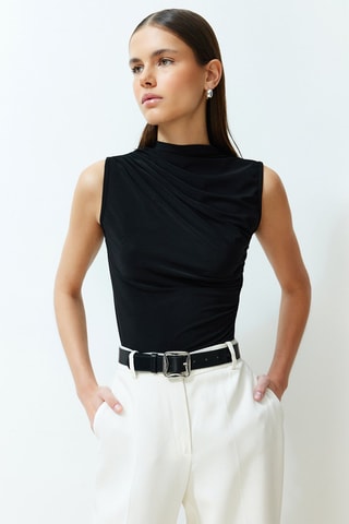 Top en velours - Noir