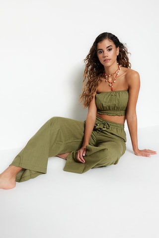 Crop top e calças de praia - Verde-escuro