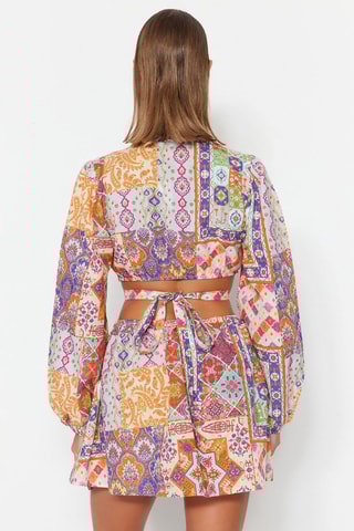 Vestido efeito ilusório - Laranja e violeta
