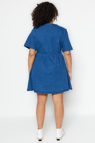 Vestido-camisa de ganga - Azul