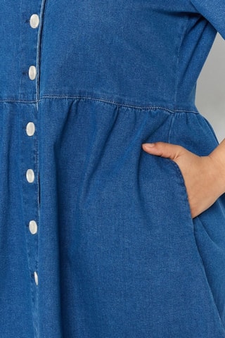 Vestido-camisa de ganga - Azul