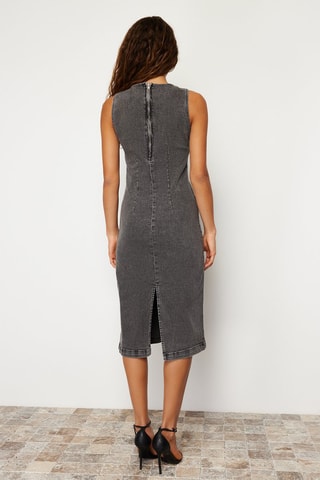 Vestido midi de ganga - Cinzento
