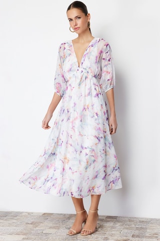 Vestido comprido regular - Cru