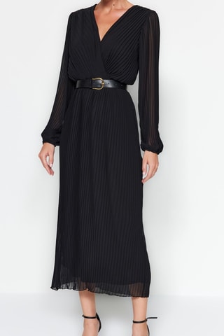 Vestido plissado - Preto