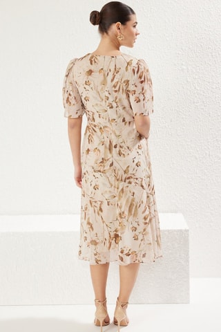 Vestido midi - Caqui e bege