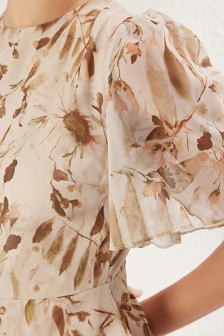 Vestido midi - Caqui e bege
