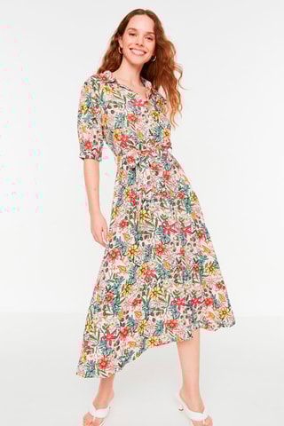 Robe longue Lilas et vert