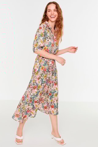 Robe longue Lilas et vert