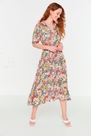 Robe longue Lilas et vert