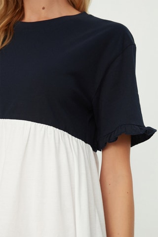 Vestido com folhos - Azul-marinho e violeta