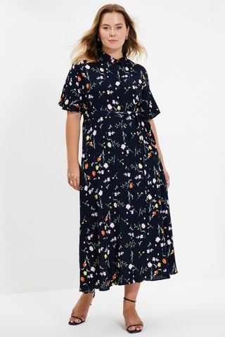 Vestido-camisa regular - Azul-marinho