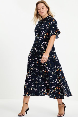 Vestido-camisa regular - Azul-marinho