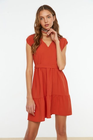Vestido curto regular - Vermelho