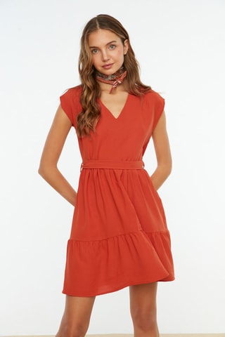 Vestido curto regular - Vermelho