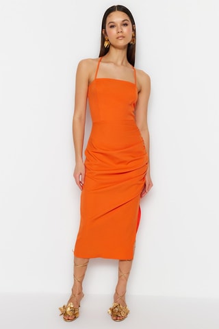 Vestido drapeado Laranja
