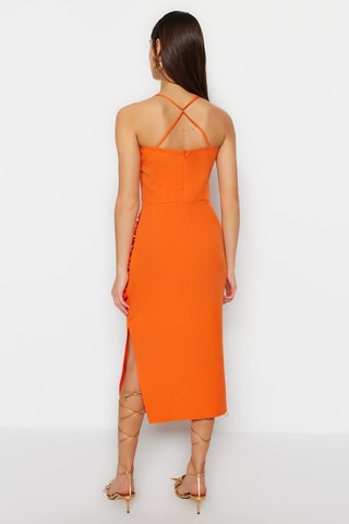 Vestido drapeado Laranja