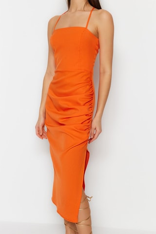 Vestido drapeado Laranja