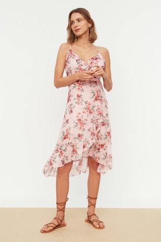 Vestido midi Rosa-maquilhagem
