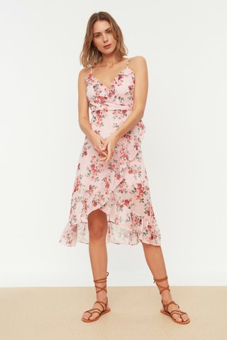 Vestido midi Rosa-maquilhagem