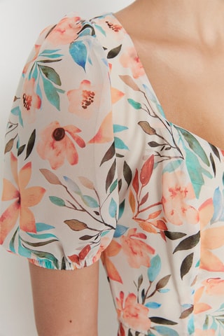Vestido trapézio Cru e salmão