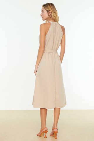 Vestido midi Bege