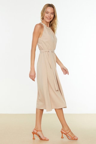 Vestido midi Bege