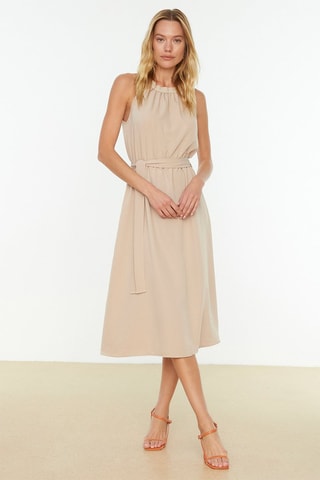 Vestido midi Bege