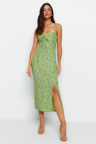 Vestido comprido Verde-claro e azul-claro