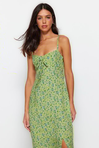 Vestido comprido Verde-claro e azul-claro