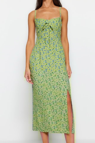 Vestido comprido Verde-claro e azul-claro